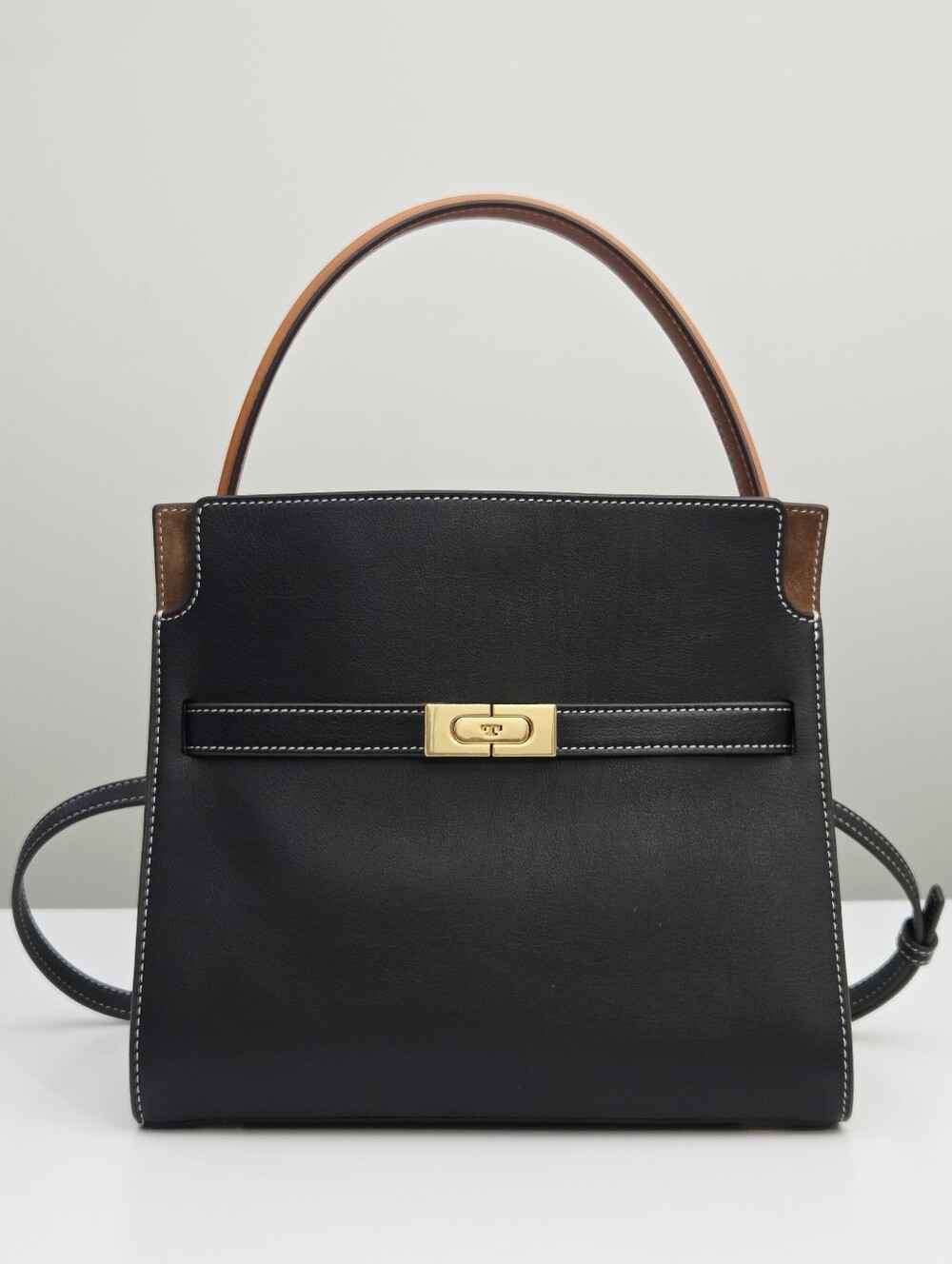 LIKE NEW TORY BURCH LEE RADZIWILL SMALL DOUBLE BAG - BLACK - Picture 3 of 15